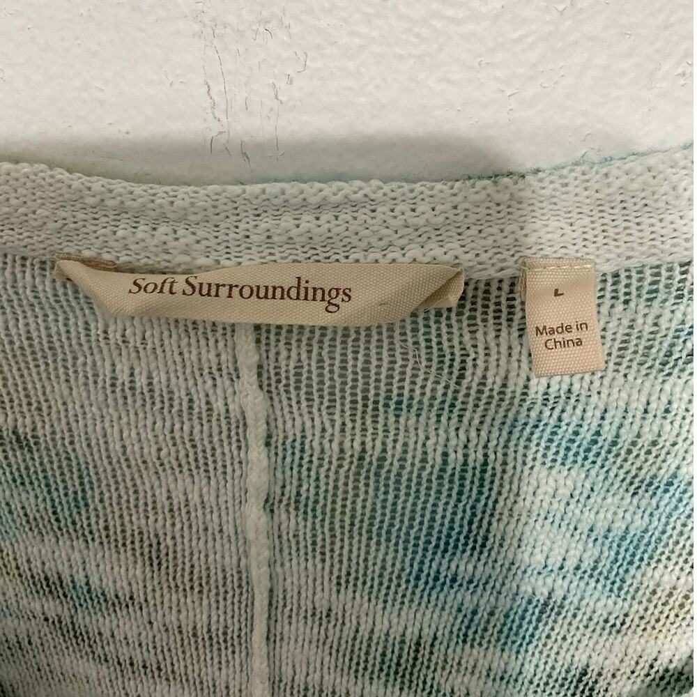 Soft Surroundings Sweater Blue Floral Pullover Tunic Long Sleeve Womens Large - Picture 7 of 8